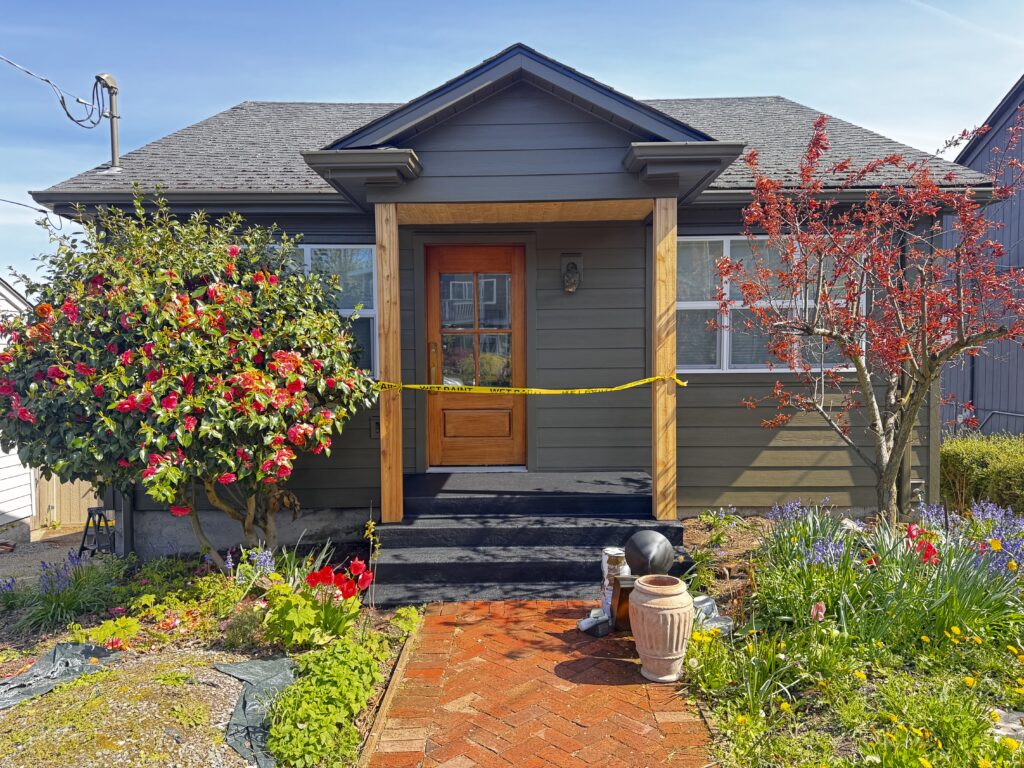 beautiful spring blooming house renovation entrance for curb appeal