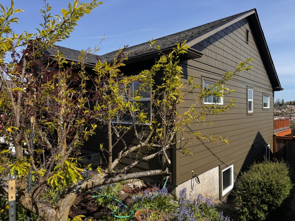 beautiful deep dark paint on a newly remodeled house