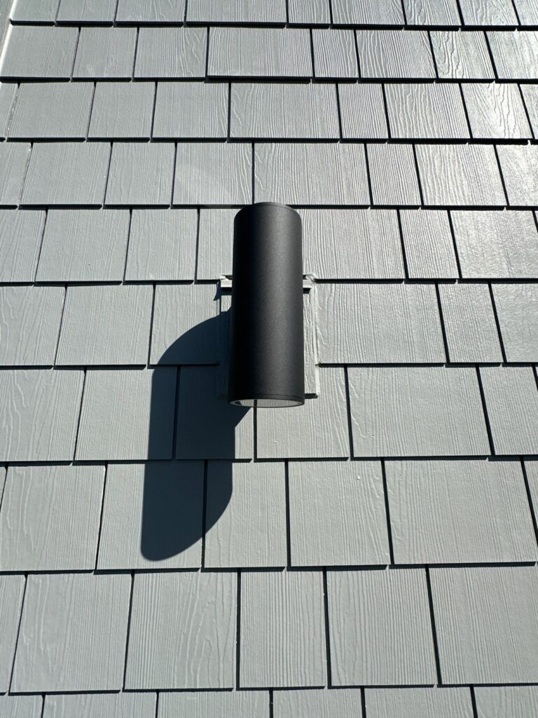 lights on a shingle siding fiber cement