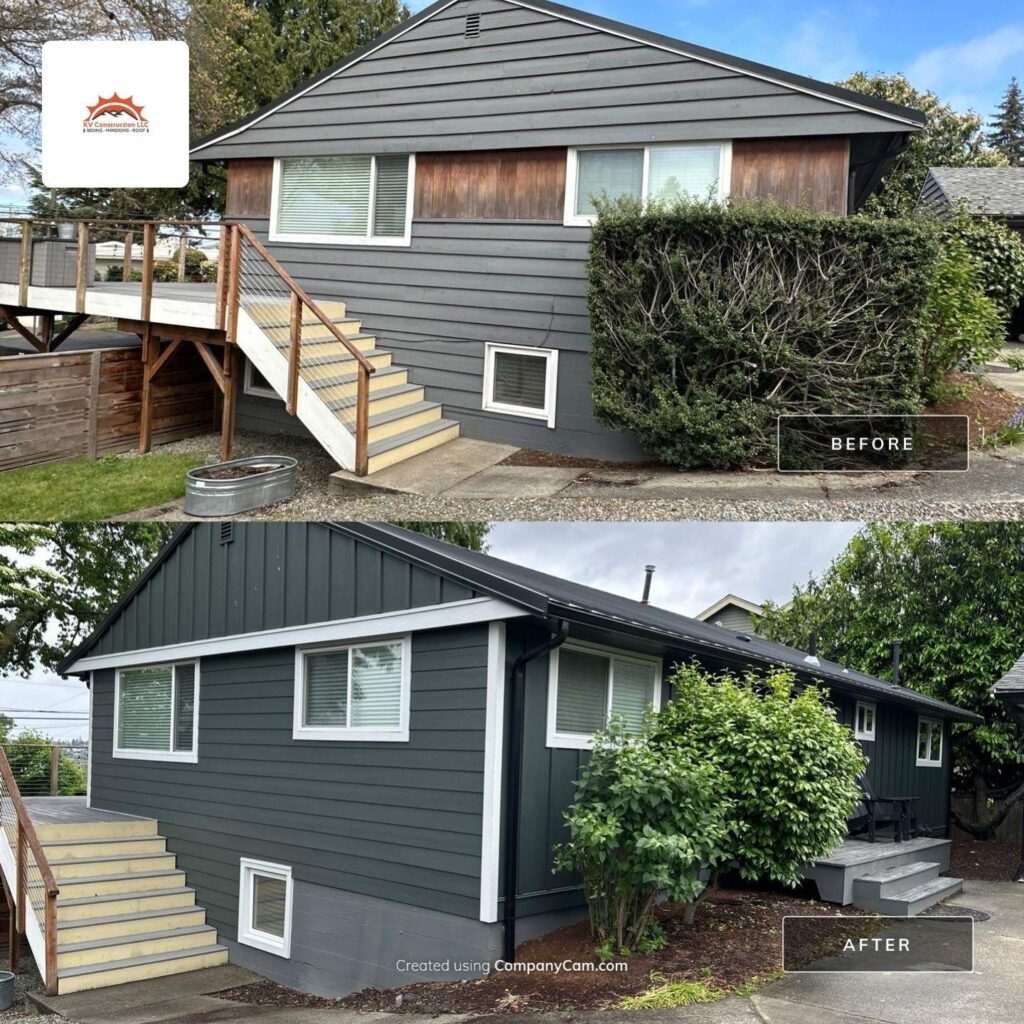 before and after board and batten siding installation