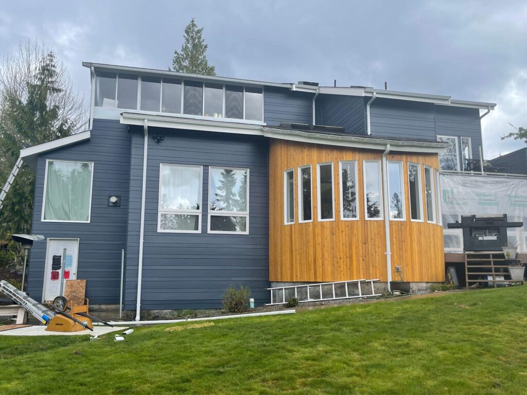 fiber cement siding and cedar siding accent