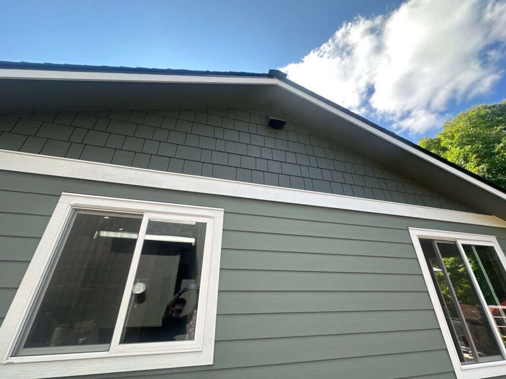 Front door installation with new James Hardie trim
