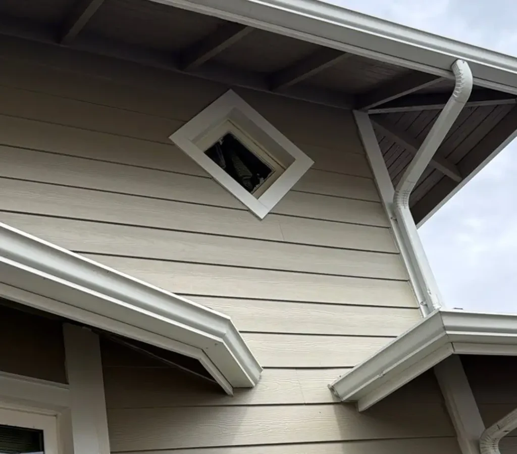Stained TK cedar details finish on Ballard, Seattle, WA siding remodel