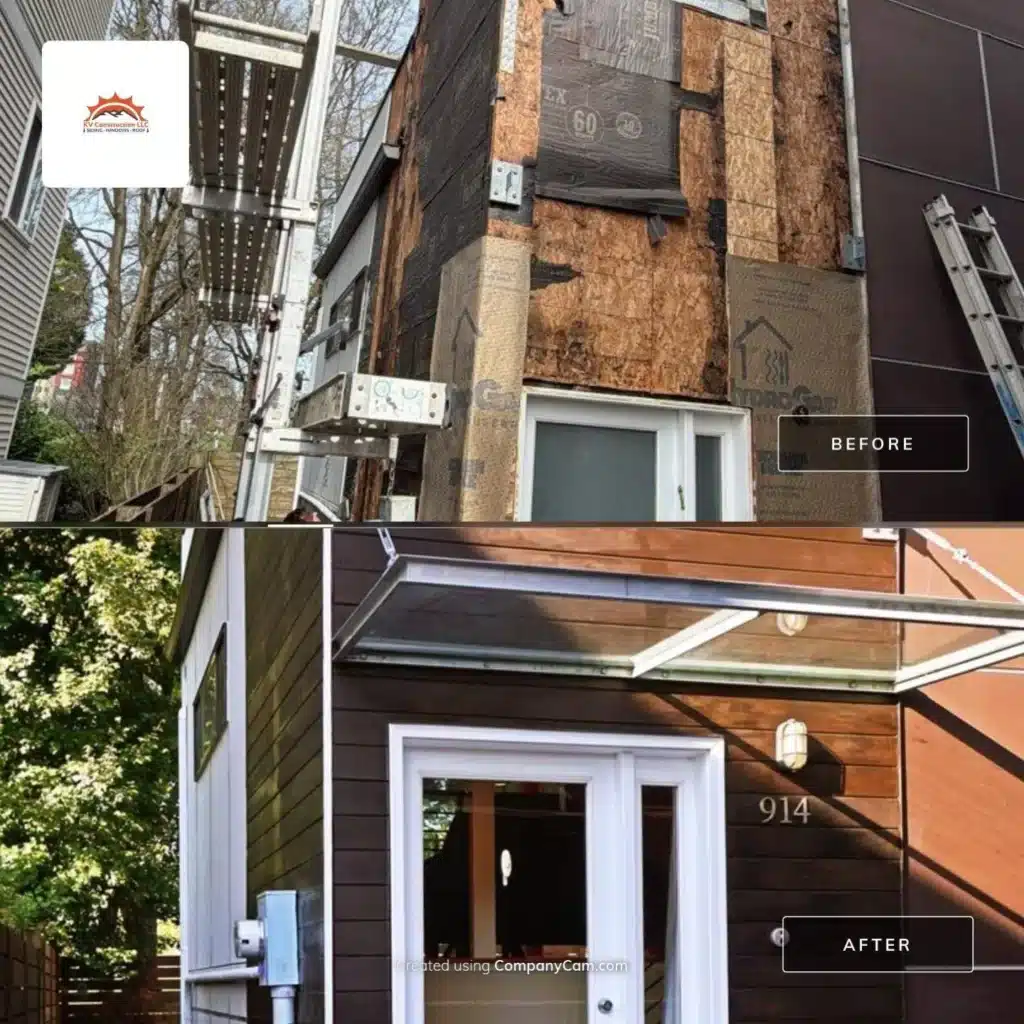 West Woodland / Ballard, Seattle, WA 8 1/4-inch ColorPlus HardiePlank lap Cedarmill siding with a 7-inch reveal in Timber Bark exterior project by KV Construction