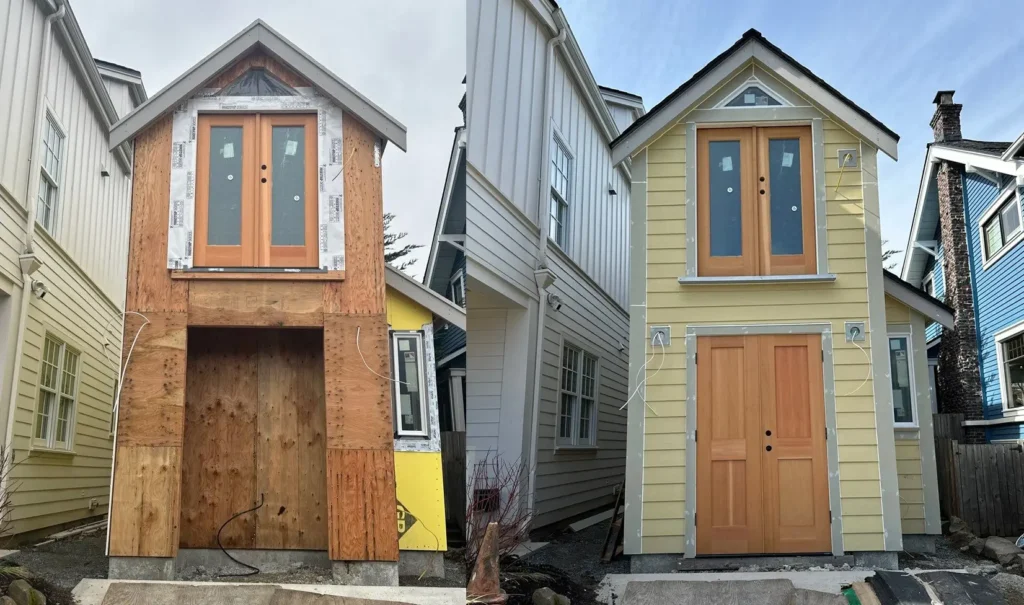 Capitol Hill / Madison Valley, Seattle, WA Smooth 8 1/4-inch primed Hardie lap siding with a 7-inch reveal exterior project by KV Construction