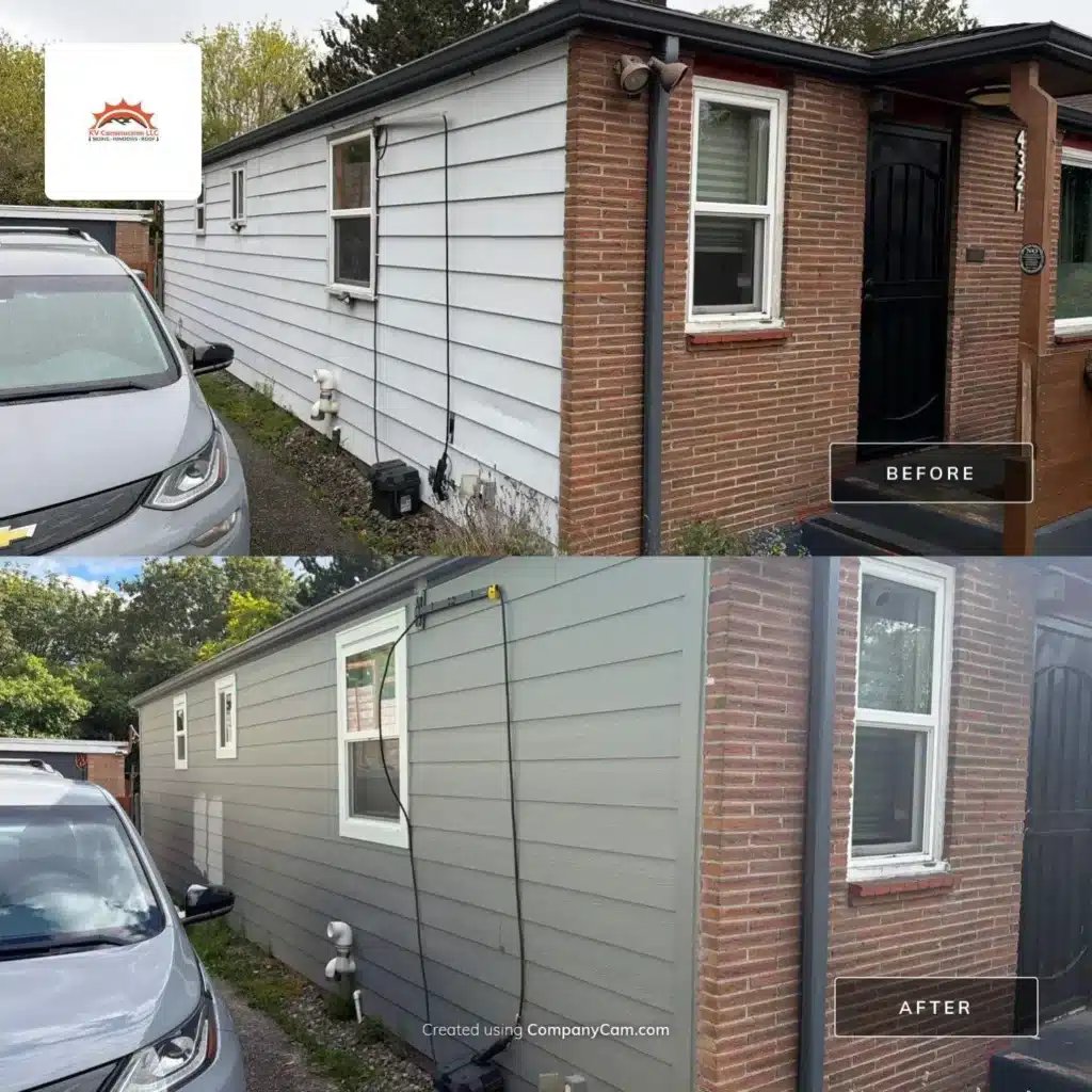 Columbia City, Seattle, WA 8 1/4-inch ColorPlus Hardie lap siding with a 7-inch reveal in Gray Slate exterior project by KV Construction