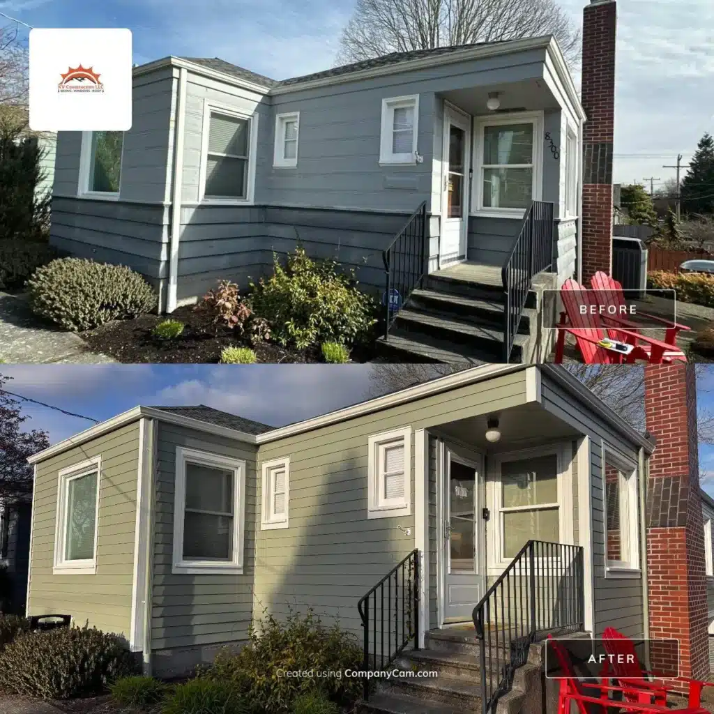 Greenwood, Seattle, WA 6 1/4-inch primed HardiePlank lap Cedarmill siding with a 5-inch reveal exterior project by KV Construction