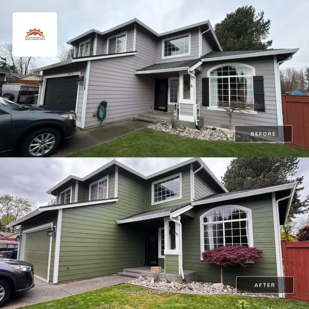Lake Stevens, WA 8 1/4-inch primed Hardie lap Cedarmill siding with a 7-inch reveal exterior project by KV Construction
