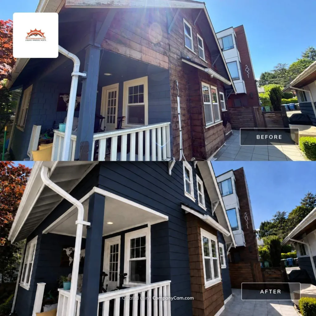 Laurelhurst, Seattle, WA 6 1/4-inch primed Hardie lap Cedarmill siding with a 5-inch reveal exterior project by KV Construction