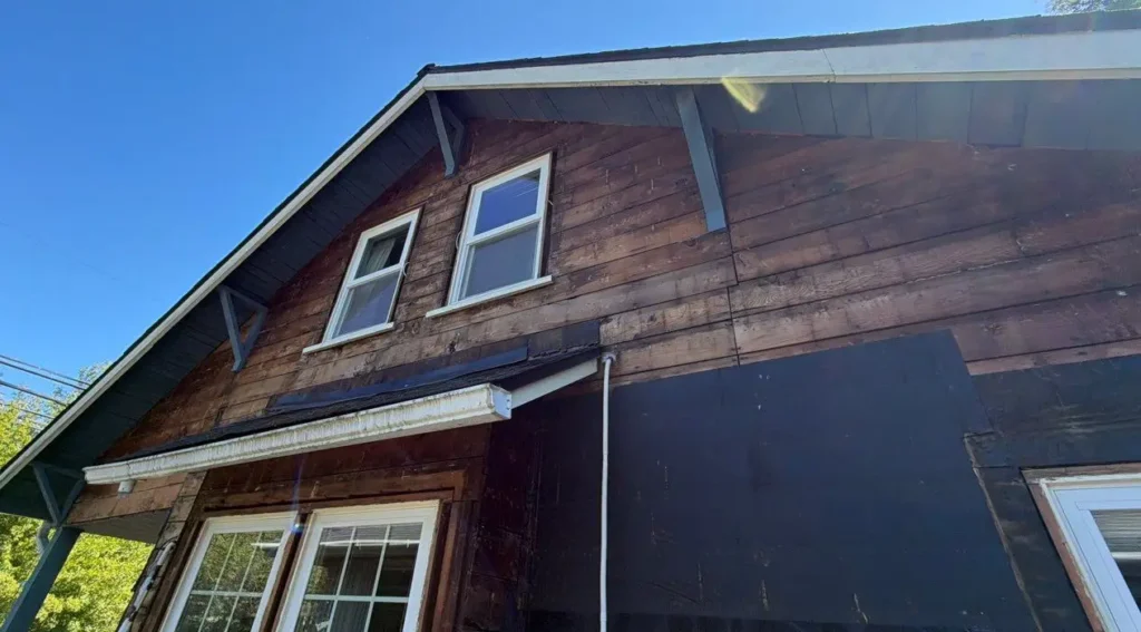 Laurelhurst, Seattle, WA siding replacement progress with HardieWrap paper with 1 1/2-inch Hardie seam tape