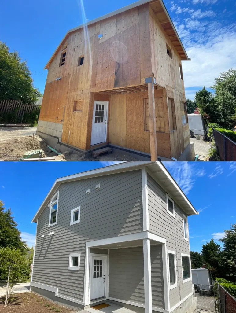 Madrona, Seattle, WA James Hardie panels with James Hardie 1x3 battens every 16 inches exterior project by KV Construction