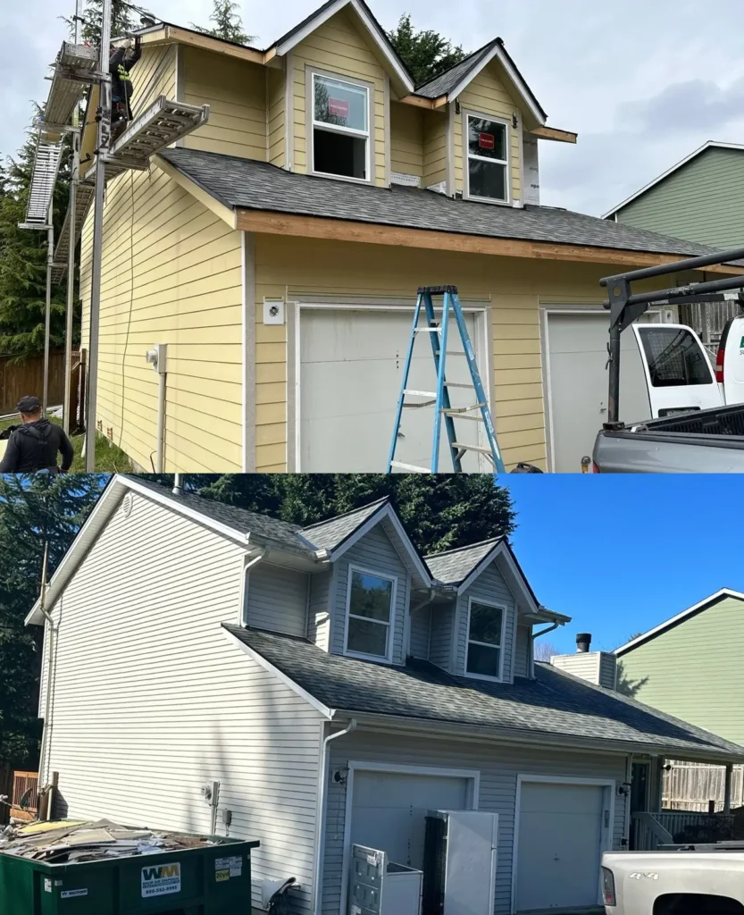 Silverdale WA Danskin Lane 8 1/4-inch primed Hardie lap siding with a 7-inch reveal exterior project by KV Construction