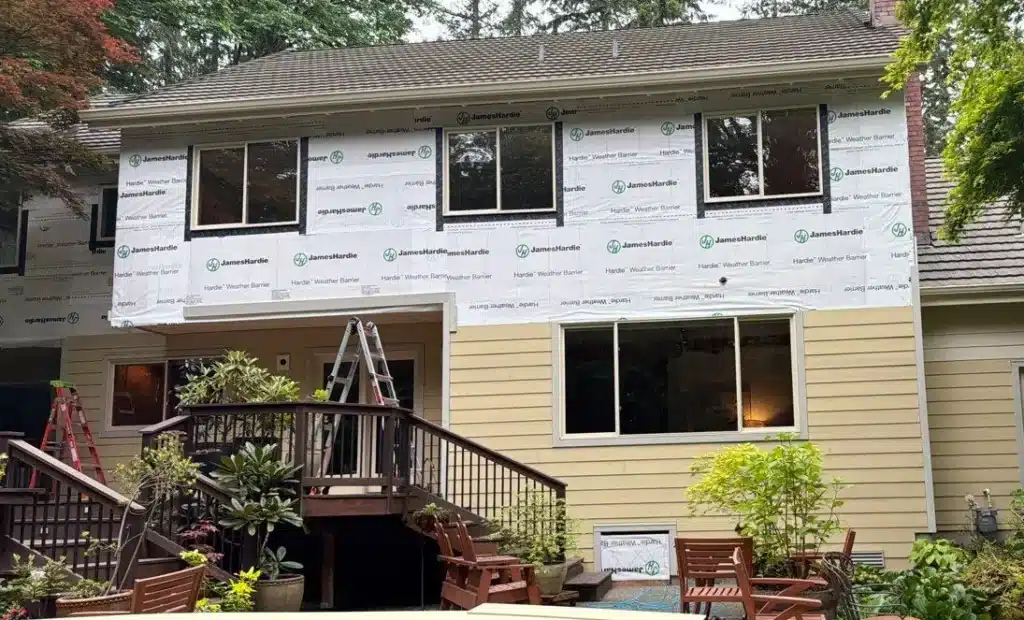 Hardie trim and corner details on Woodinville, WA exterior remodel