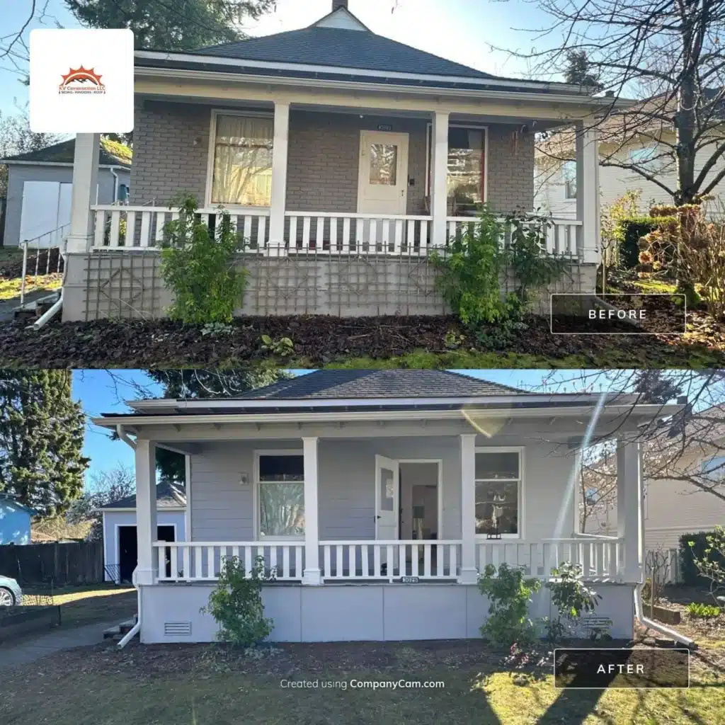 Two-layer old siding tear-off before James Hardie installation by KV Construction