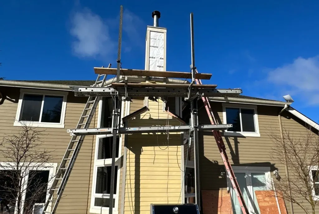 26GA window head flashing before Hardie siding installation