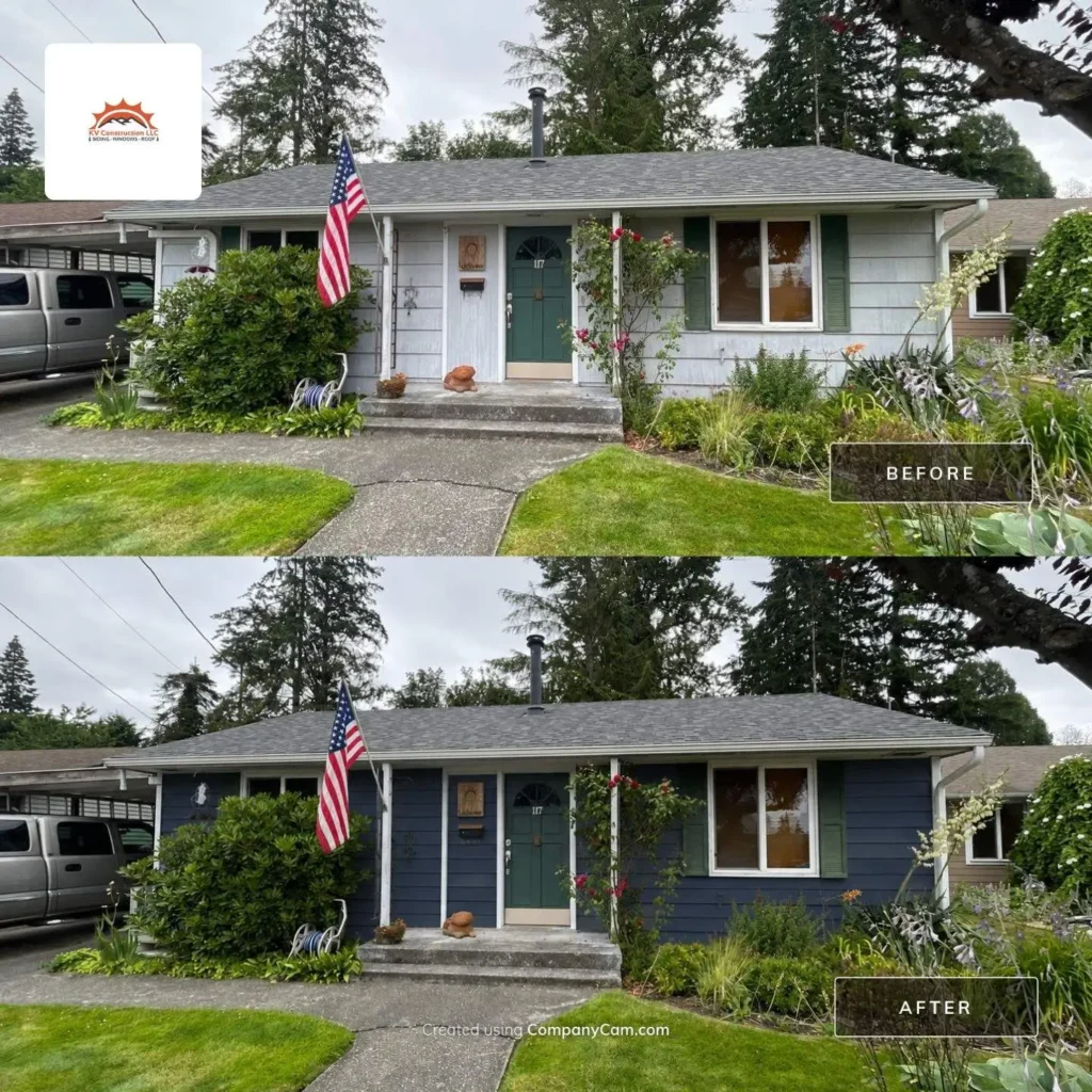 Arlington Arlington Light Mist ColorPlus James Hardie Siding With Lead-Safe Tear-Off, HardiePanel Soffits & Board-and-Batten Gables by KV Construction