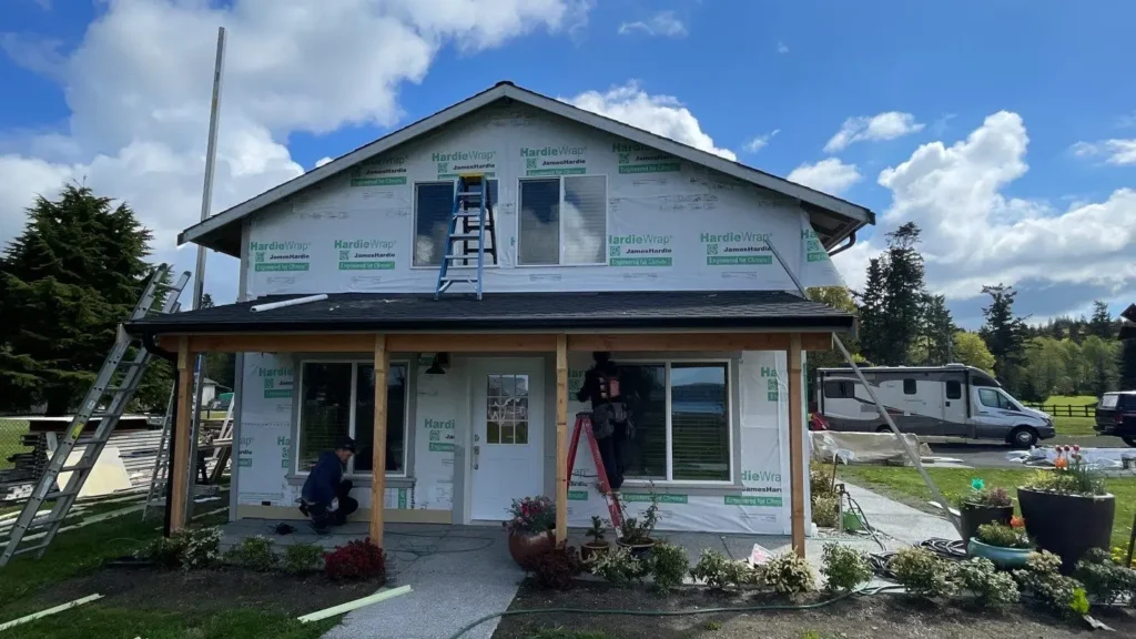 Bothell project with Old cedar siding tear-off; preserve channel-cedar appearance