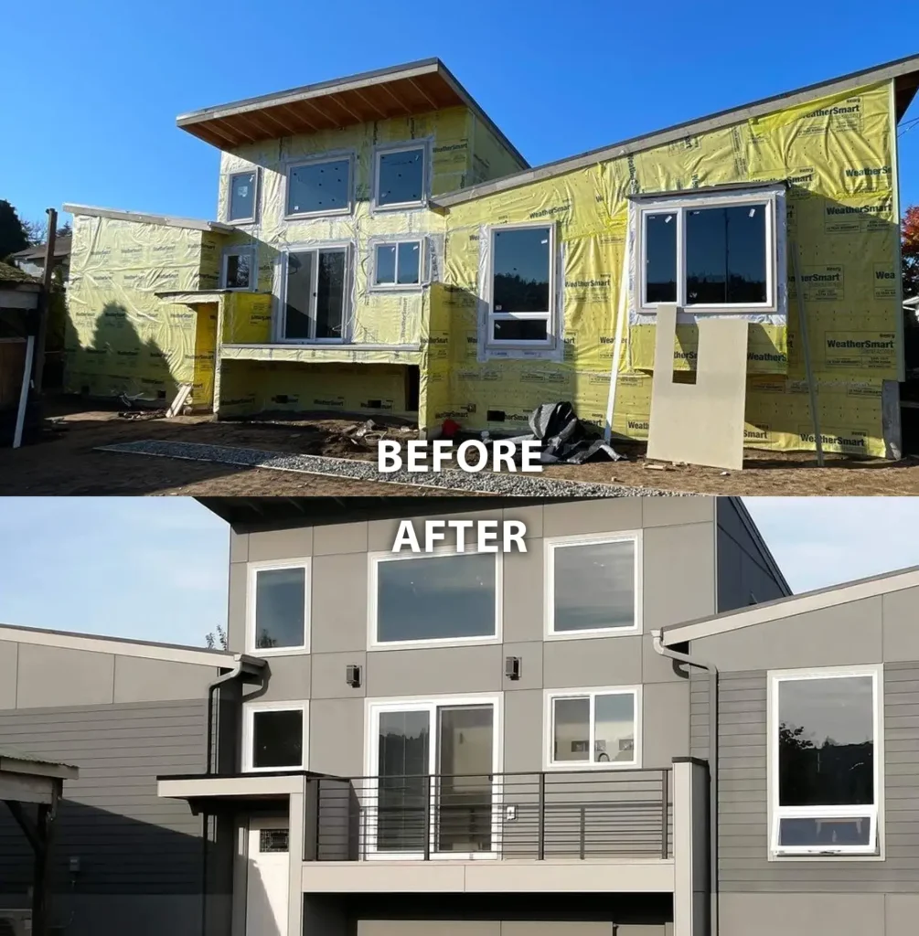 Everett Everett GBP Cluster — Primed HardiePlank & HardiePanel Exterior With Dual Lap Reveals, Panel Flashing & Pine T&G Entry Soffit by KV Construction