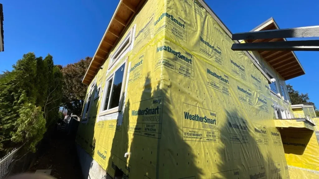 Weather barrier and flashing details on Everett exterior