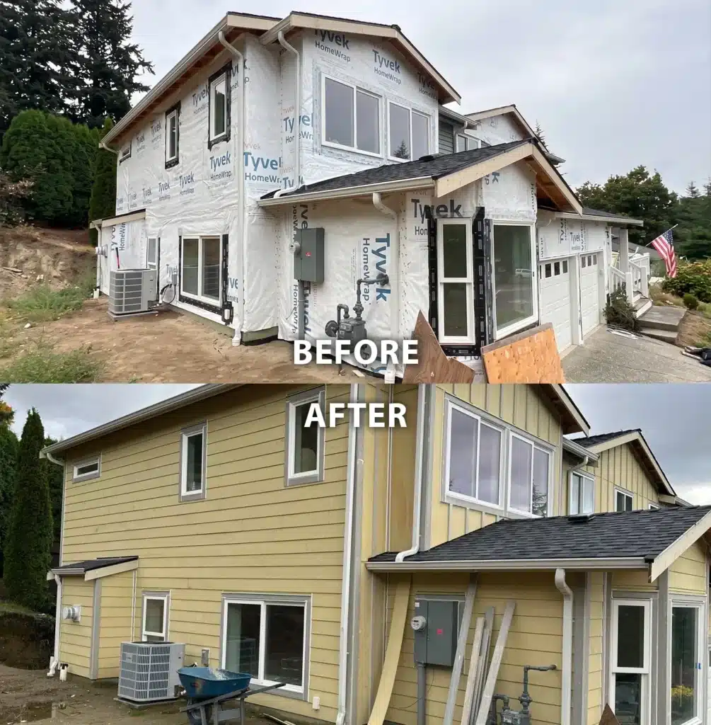 Kirkland Kirkland Primed James Hardie Board-and-Batten & HardiePlank Exterior With Upper-Front Accent by KV Construction