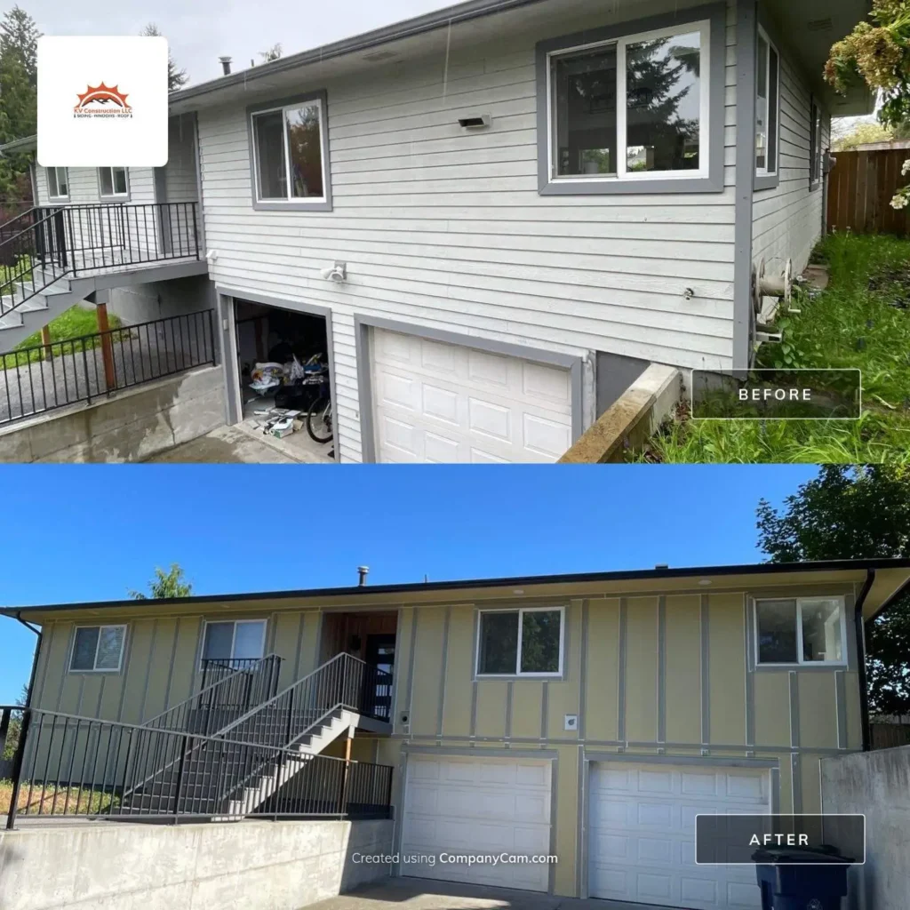 Lake Stevens Lake Stevens HardiePanel Board-and-Batten Exterior With Lap Siding, Cedar T&G Accents, New Doors & Three-Color Paint by KV Construction