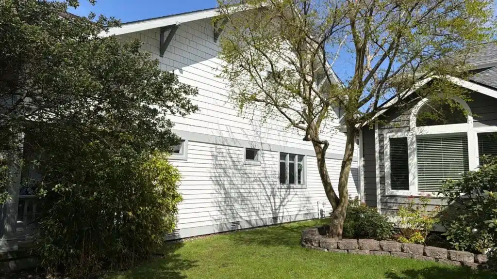 New siding on left side of Shoreline home