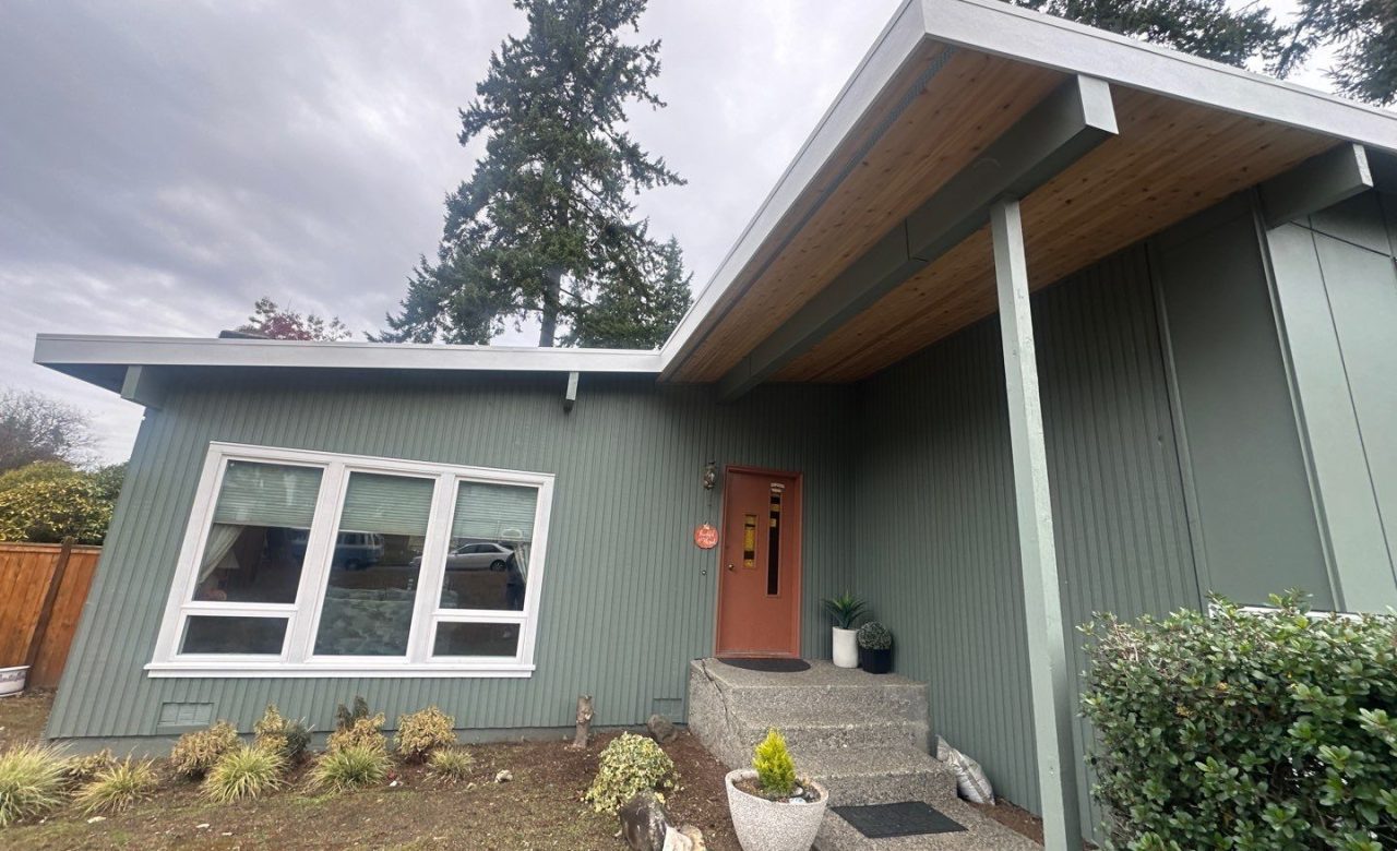 Install rough 1x6 TK T and G on entryway soffit with 2 inch continuous vents